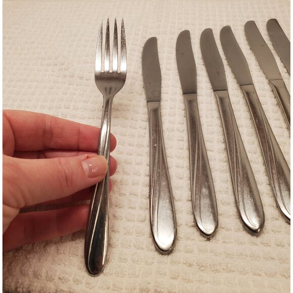 Capri Swirl Pattern Stainless Butter Knives and Dinner Fork, Capri Flatware - Picture 3 of 5